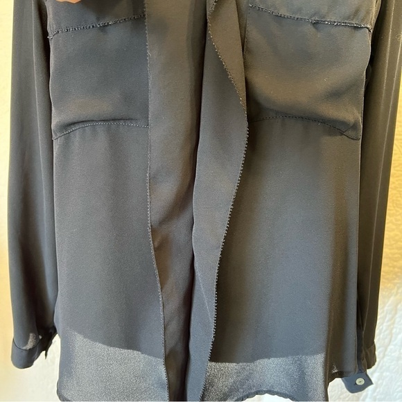 Zara Basic Women’s Sheer Navy Long Sleeved Blouse, Size Small - Picture 6 of 11